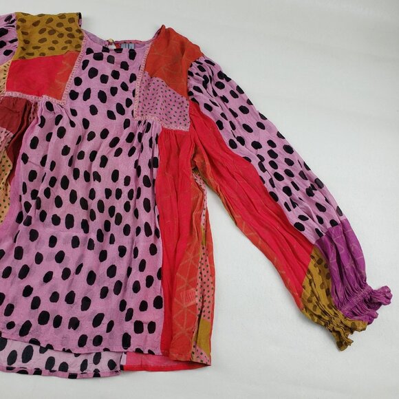 Blank London Miranda Peasant Blouse Womens Large Pink Anthropologie Boho Top - Picture 4 of 16